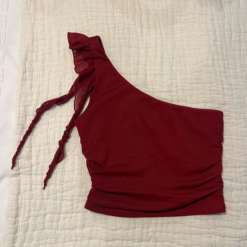 Burgundy one shoulder top